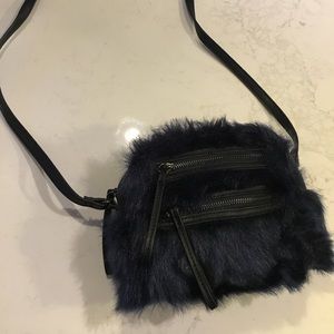 ASOS navy faux fur mini bag